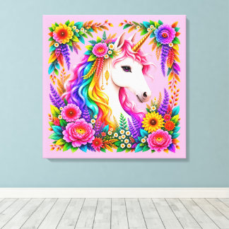 Regenboog Eenhoorn Fantasie Magisch Canvas Afdruk