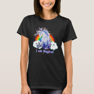Regenboog Eenhoorn Ik ben Magisch Lachend Gezicht T-shirt