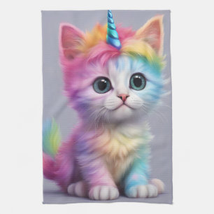 Regenboog Eenhoorn Kitten Theedoek