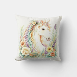 Regenboog Eenhoorn Pastel Waterverf Kussen