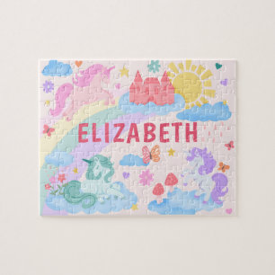 Regenboog Eenhoorn Persoonlijke Kindernaam Legpuzzel