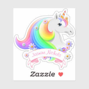  Regenboog Eenhoorn Prinses met Bloemen Sticker