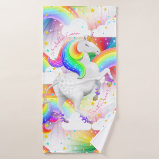 Regenboog Eenhoorn Prinses Starburst Badkamer Bad Handdoek (Badhanddoek)
