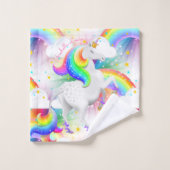 Regenboog Eenhoorn Prinses Starburst Badkamer Bad Handdoek (Wasdoekje)