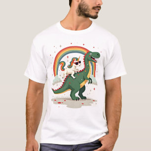 Regenboog Eenhoorn Ridder T rex - Dinosaur Boys Gi T-shirt