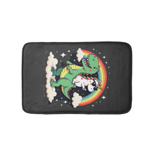 Regenboog Eenhoorn rijdt op T rex - Dinosaur Boys Badmat