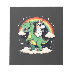Regenboog Eenhoorn rijdt op T rex - Dinosaur Boys  Notitieblok