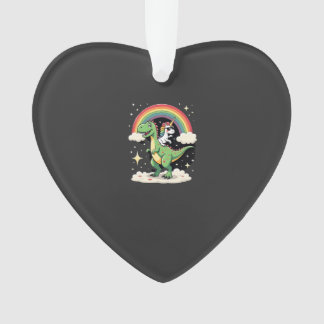 Regenboog Eenhoorn rijdt op T rex - Dinosaur Boys  Ornament