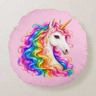 Regenboog Eenhoorn Rond Kussen