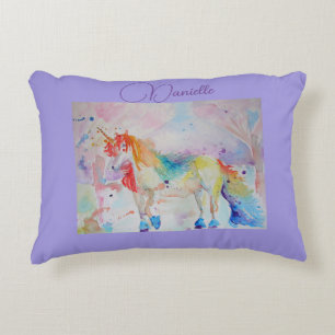 Regenboog Eenhoorn Roze Meisjes Nursery Liefde Kus Accent Kussen