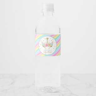 Regenboog Eenhoorn Ster Glitter Goud Teal Baby Bor Waterfles Etiket