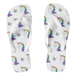 Regenboog Eenhoorn & Vlinderpatroon Kleurrijk Koel Teenslippers