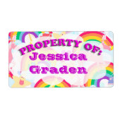 Regenboog Eigendom van Schattigee Plezier Happy Ar Etiket (Voorkant)