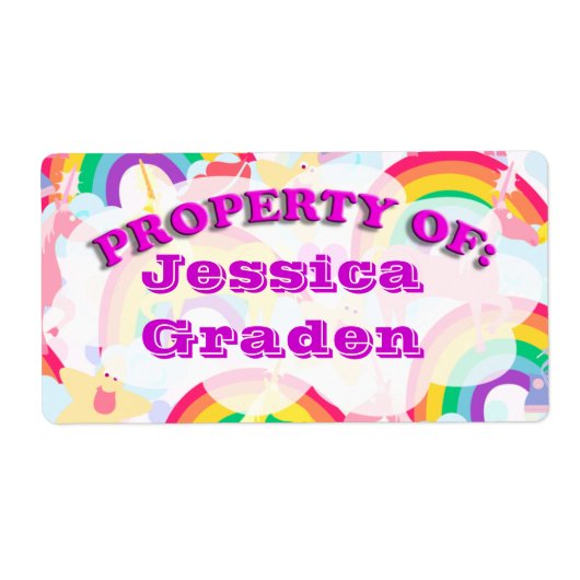 Regenboog Eigendom van Schattigee Plezier Happy Ar Etiket (Voorkant)