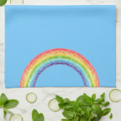 Regenboog en blauwe lucht theedoek (Gevouwen)