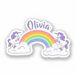 Regenboog en Eenhoorns Ontwerp Vinyl Sticker