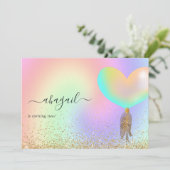 Regenboog en gouden en roze verjaardag kaart (Staand voorkant)