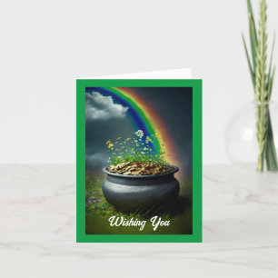 Regenboog- en goudschatkerstkaart feestdagen kaart