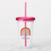 Regenboog en hart gepersonaliseerd acryl drinkbeker (Voorkant)