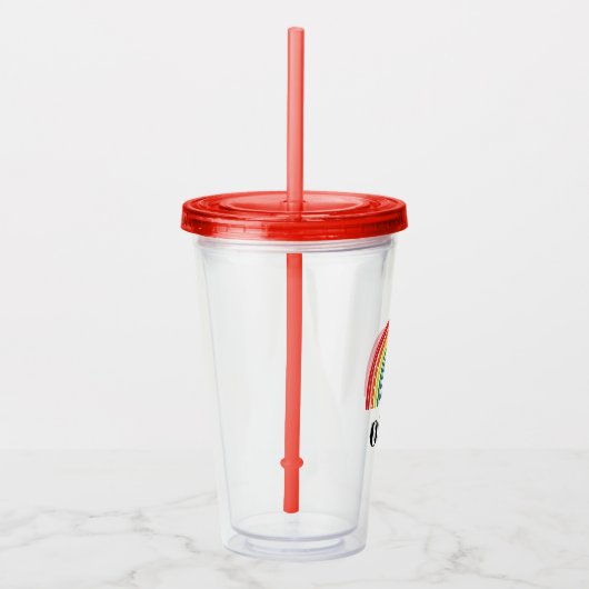 Regenboog en hart gepersonaliseerde acryl tumbler acryl drinkbeker (Rechts)