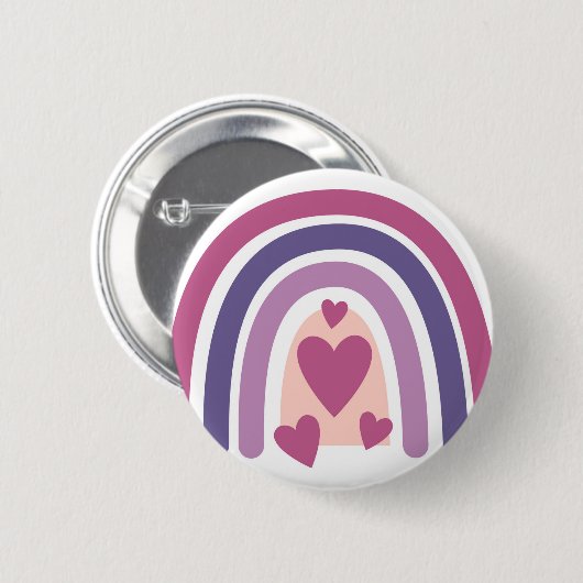 Regenboog en harten ronde button 5,7 cm (Voorkant /achterkant)