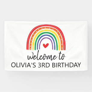 Regenboog en harten verjaardagsfeest banner