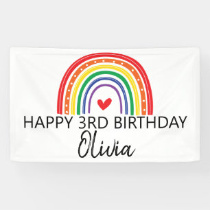 Regenboog en harten verjaardagsfeest banner