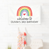 Regenboog en harten verjaardagsfeestbanner spandoek (Insitu)