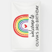 Regenboog en harten verjaardagsfeestbanner spandoek (Verticaal)