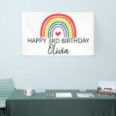 Regenboog en harten verjaardagsfeestbanner spandoek (Beurs)