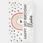 Regenboog en harten verjaardagsfeestbanner spandoek (Verticaal)