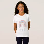 Regenboog en hartleeftijd roze paars + blauw t-shirt (Voorkant volledig)