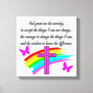 REGENBOOG EN KRUISSERENITEIT GEBEDSONTWERP CANVAS AFDRUK