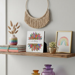 Regenboog en luipaardprint gepersonaliseerd fotoplaat