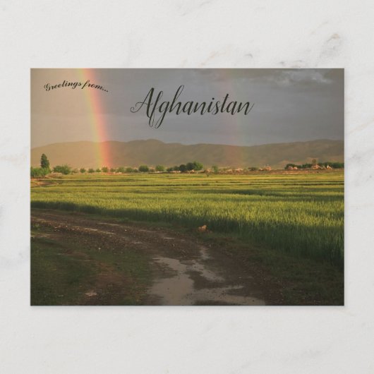 Regenboog- en plattelandsscène Afghanistan Briefkaart (Voorkant)