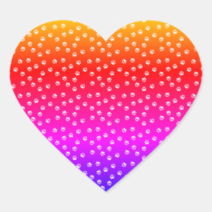 Regenboog en pootafdrukken hart sticker