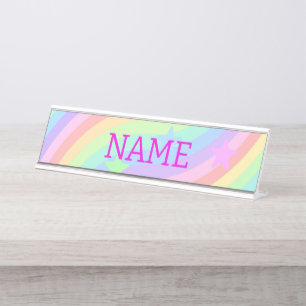 Regenboog en sterren bureau naambordje