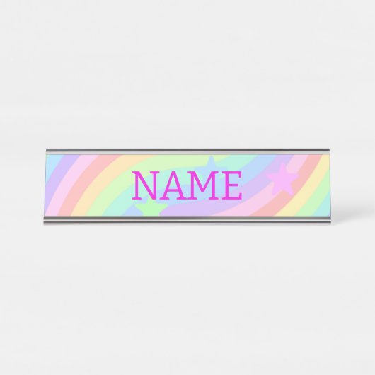 Regenboog en sterren bureau naambordje (Voorkant)