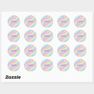 Regenboog en sterren ronde sticker