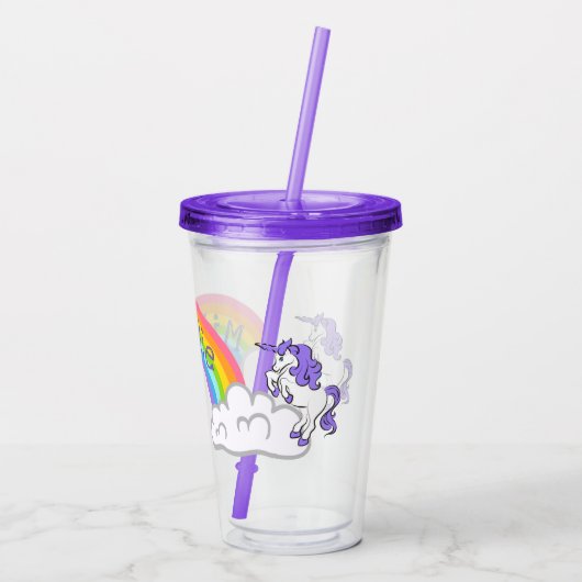 Regenboog en Unicorns Design Acryltrommel Acryl Drinkbeker (Achterkant)