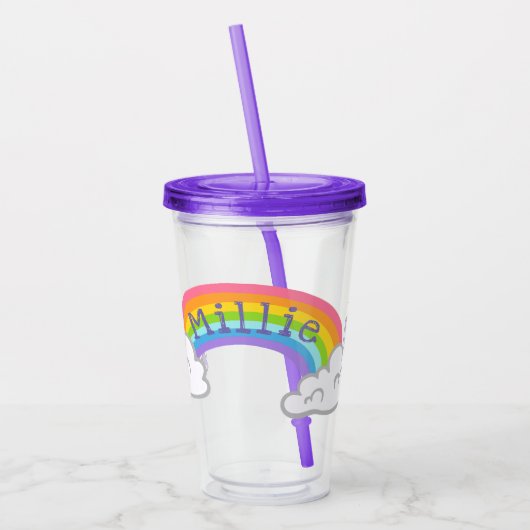 Regenboog en Unicorns Design Acryltrommel Acryl Drinkbeker (Links)