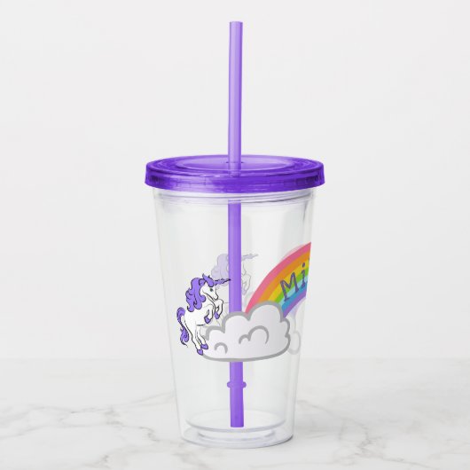 Regenboog en Unicorns Design Acryltrommel Acryl Drinkbeker (Voorkant)