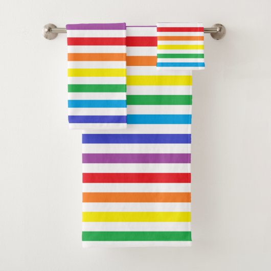 Regenboog en witte strepen bad handdoek (Insitu)