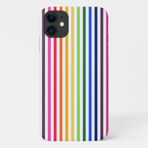 Regenboog en witte strepen iPhone 11 hoesje