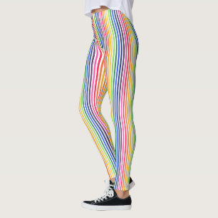 Regenboog en witte strepen leggings