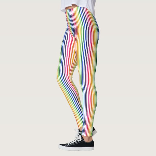 Regenboog en witte strepen leggings (Links)