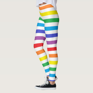 Regenboog en witte strepen leggings