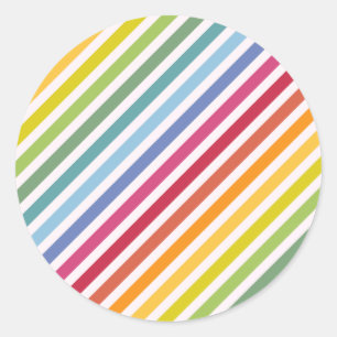 Regenboog en witte strepen ronde sticker