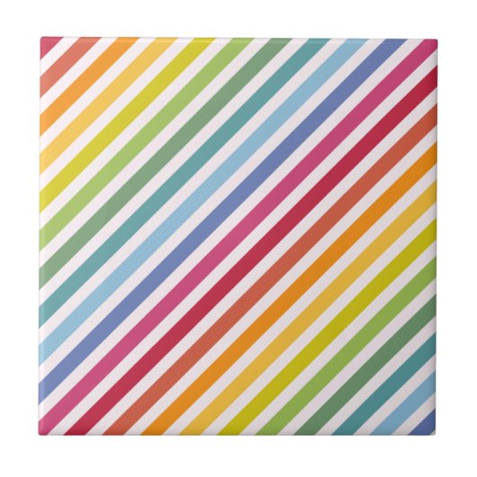 Regenboog en witte strepen tegeltje (Voorkant)