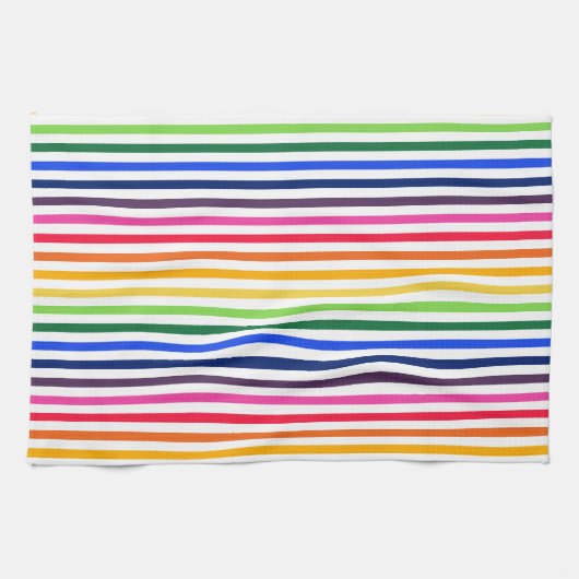 Regenboog en witte strepen theedoek (Horizontaal)